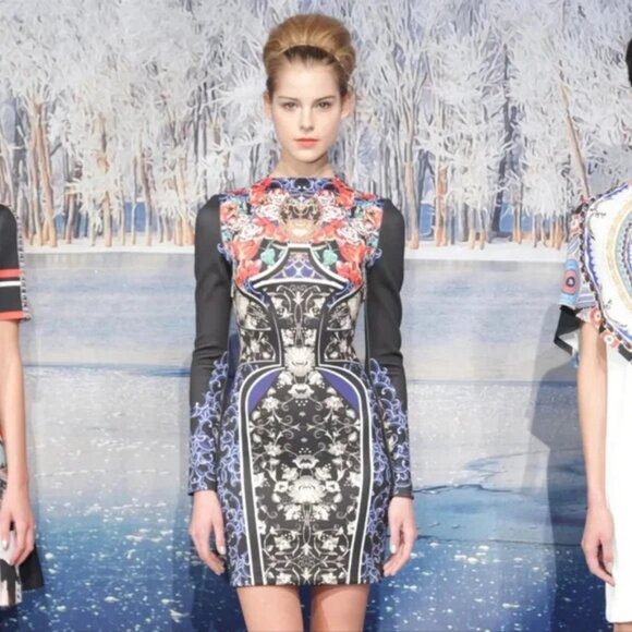 CLOVER CANYON ROYAL EGG VASE FLORAL LONG SLEEVE BODYCON DRESS - Picture 2 of 11